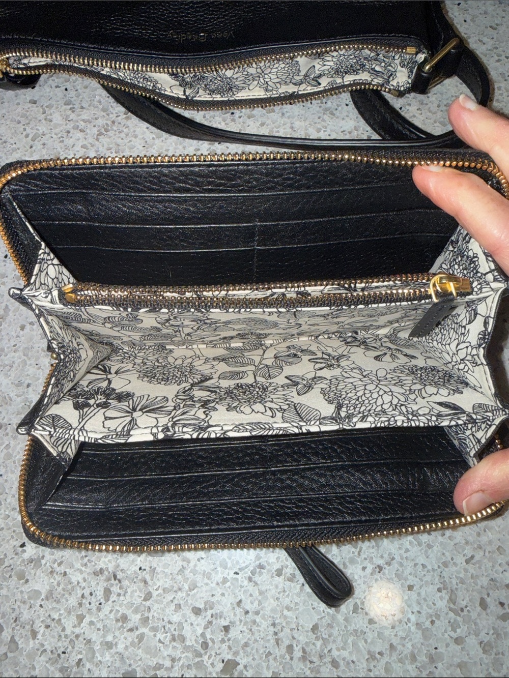 Vera Bradley Black Pebbled Leather Crossbody with Wallet - Picture 6 of 6
